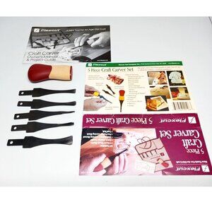 Flexcut 5 piece Craft Carver Set, 5 Carving blade tips with a resin handle